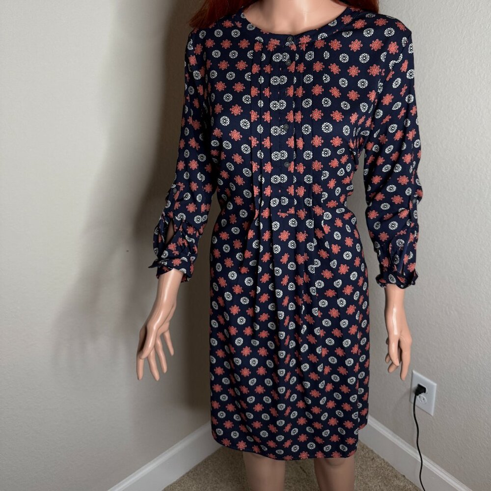 Beautiful Floral Navy and Orange Dress